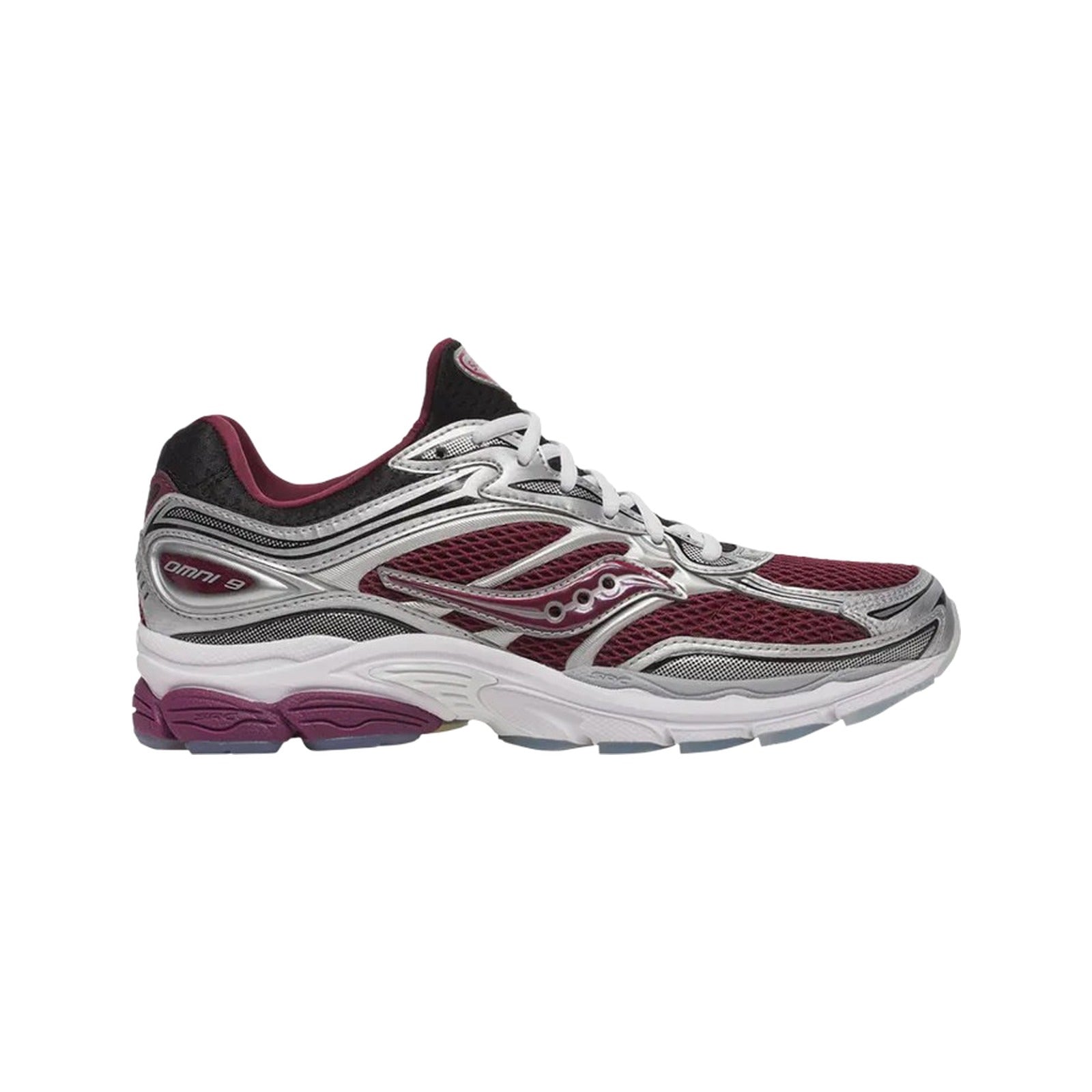 Saucony ProGrid Omni 9 Bordeaux Argent - vue latérale
