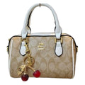 Coach Mini Sac Boston Signature Khaki & Blanc Craie — vue de face