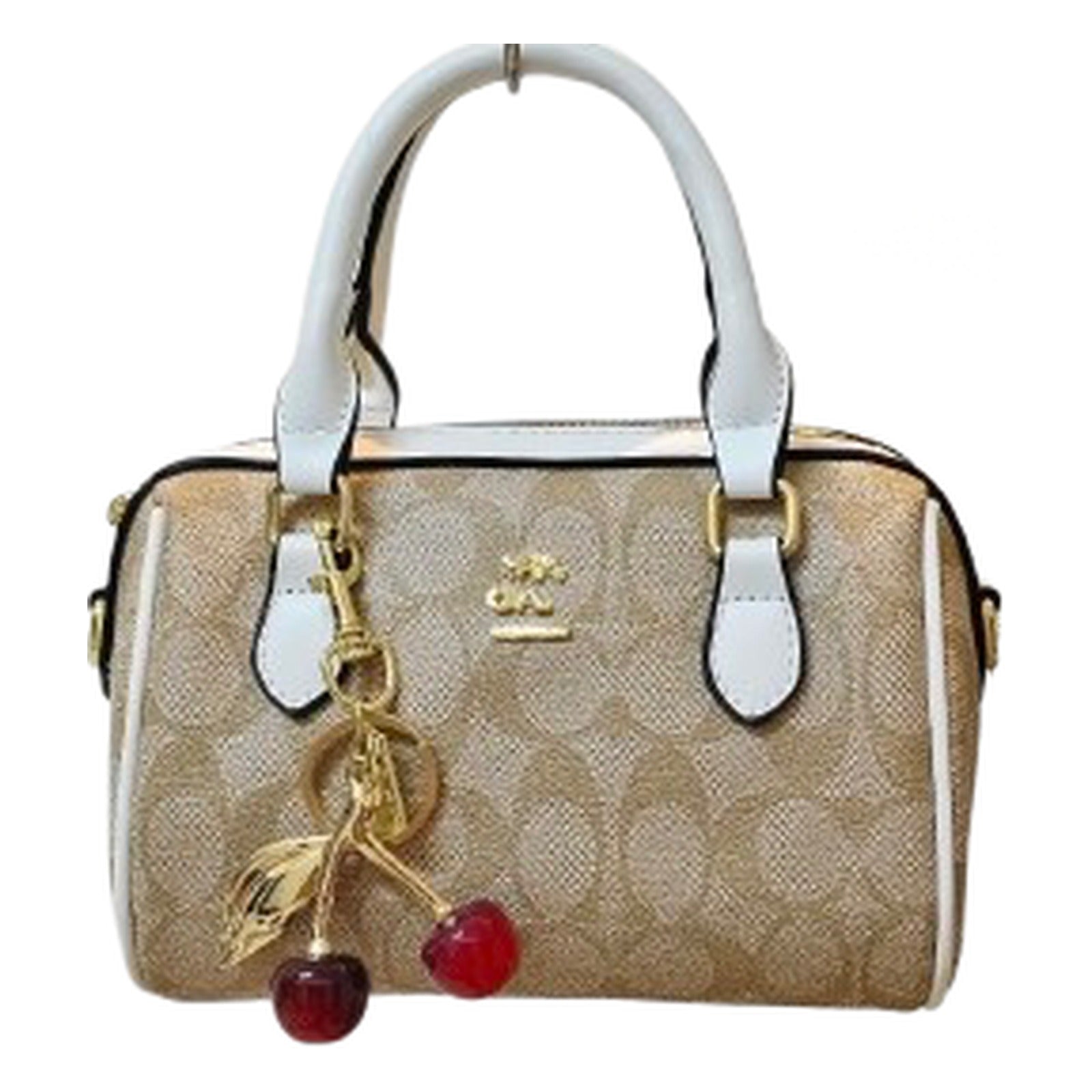 Coach Mini Sac Boston Signature Khaki & Blanc Craie — vue de face