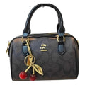 Coach Mini Sac Boston Signature Brun Foncé & Noir — vue de face