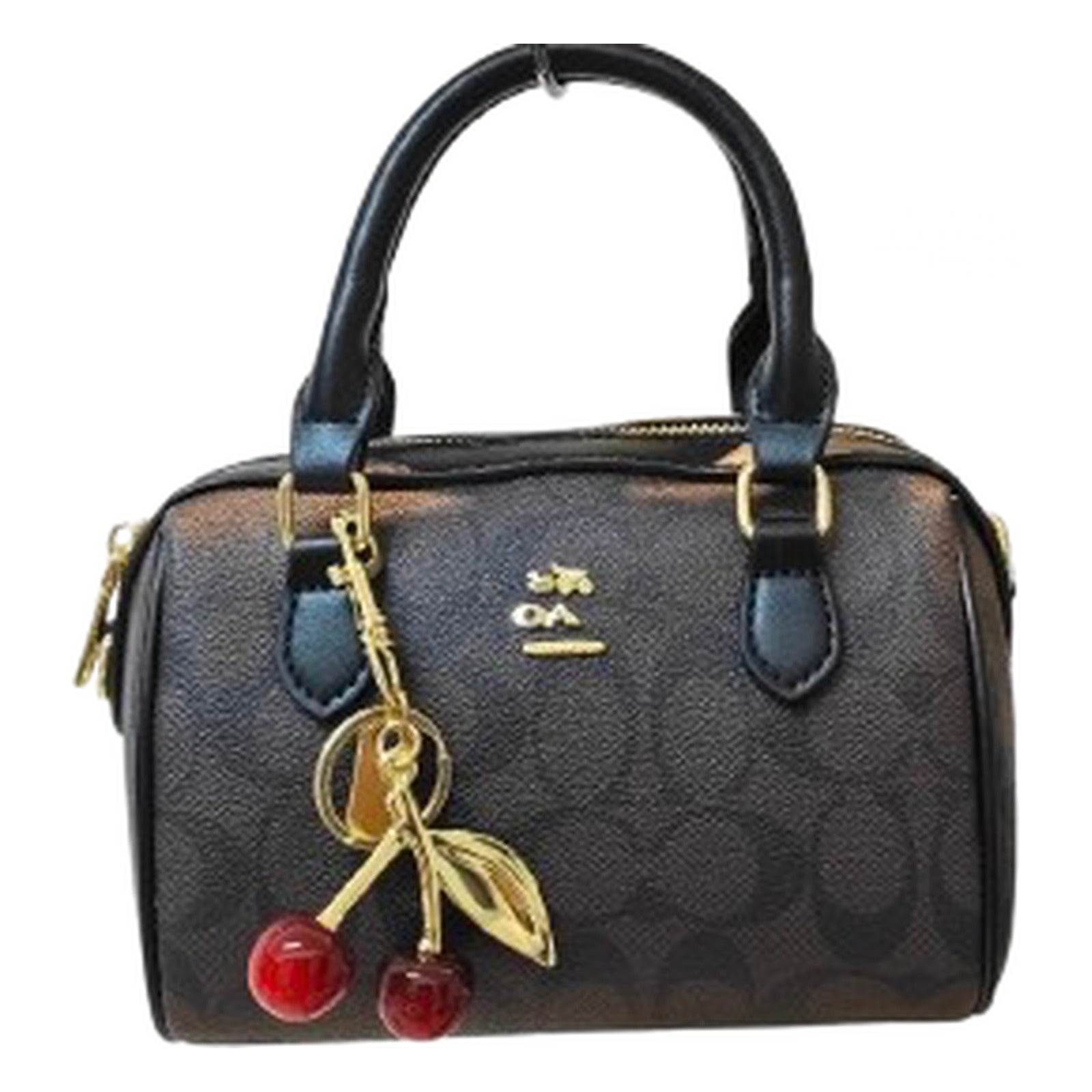 Coach Mini Sac Boston Signature Brun Foncé & Noir — vue de face